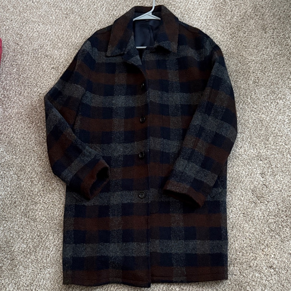 Excellent Used Condition J. Crew Ludlow Men’s Plaid Wool Car Coat, Size 40